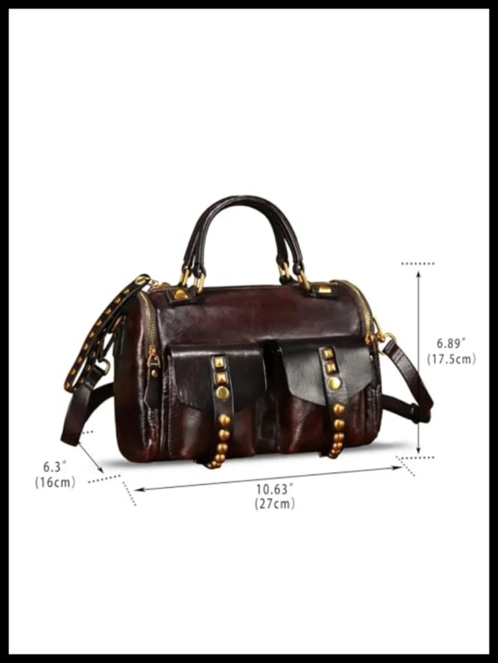 Genuine Leather Satchel Purse - Vintage Top Handle Crossbody Bag
